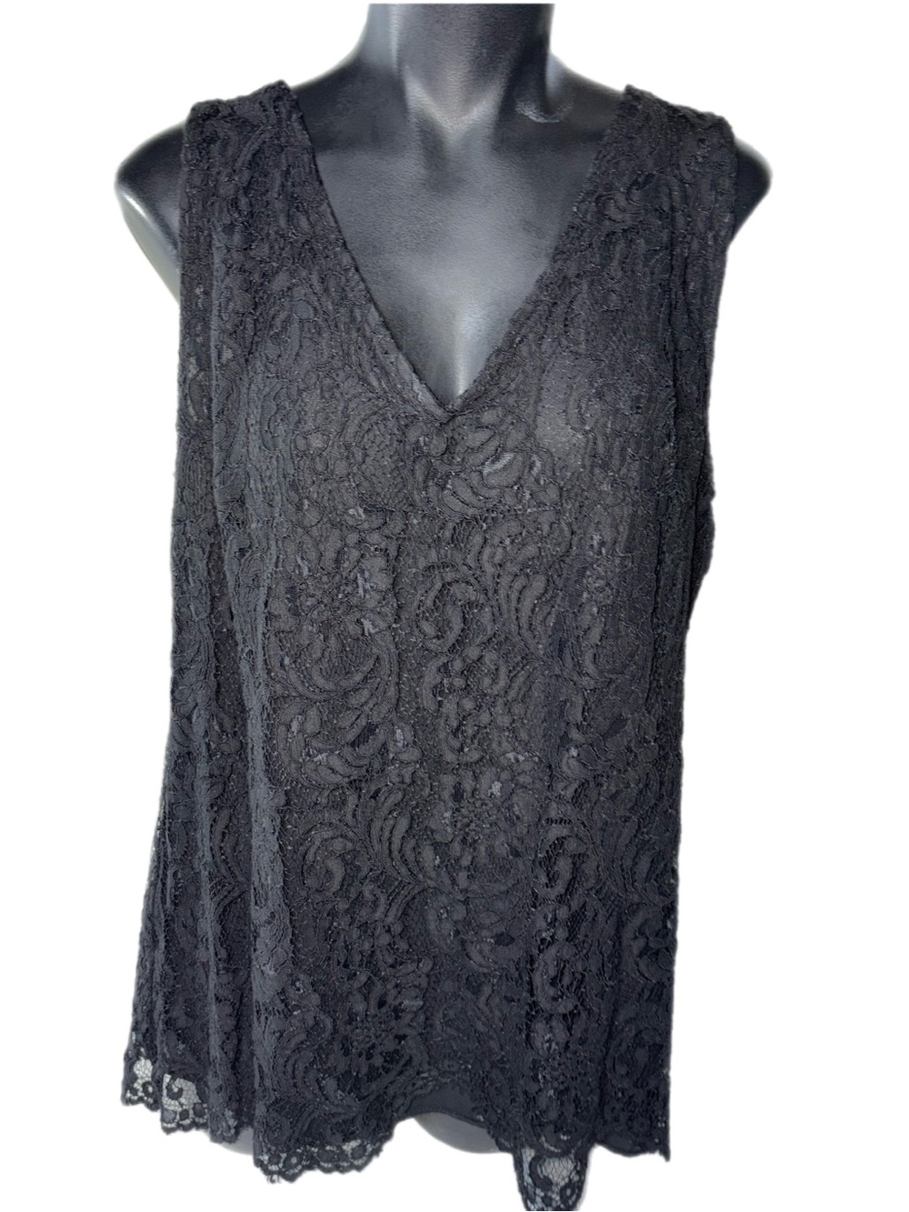 White House Black Market Black Lace V-Neck Camisole